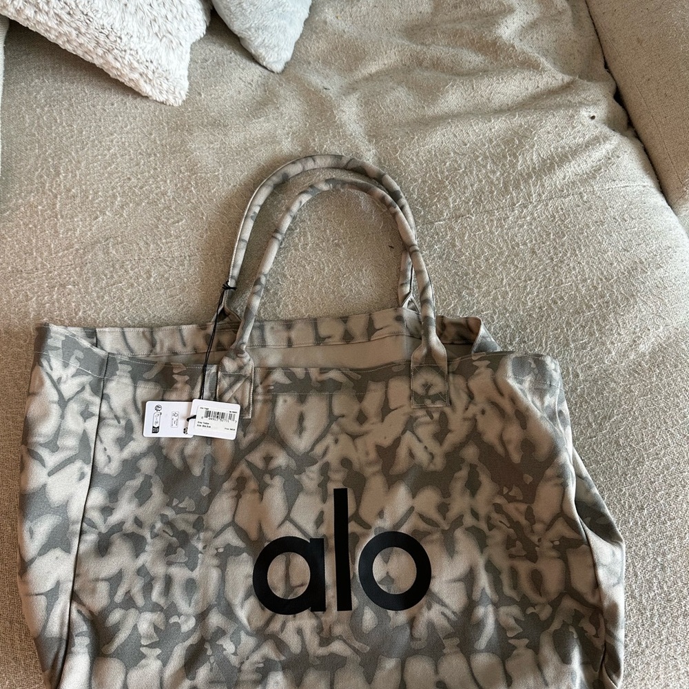 ALO Yoga Tan and Black Tote Bag with Monogram Pattern